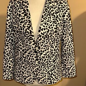 Talbots Black and White Animal Print Blazer